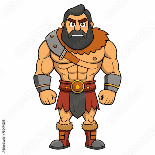 cartoon  illustration of barbarian