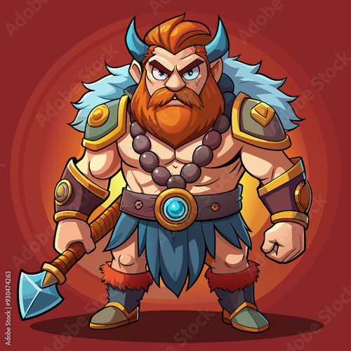 cartoon  illustration of barbarian