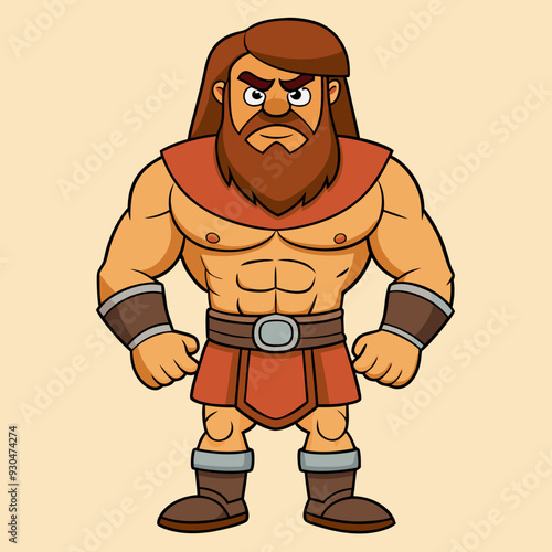 cartoon  illustration of barbarian