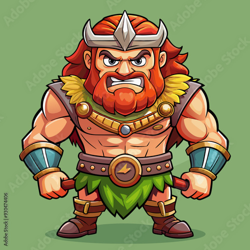 cartoon  illustration of barbarian