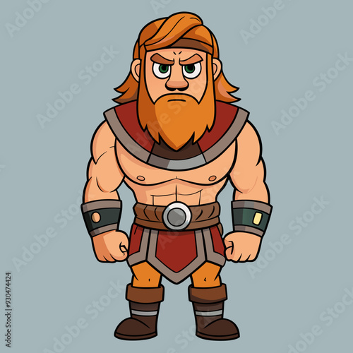 cartoon  illustration of barbarian
