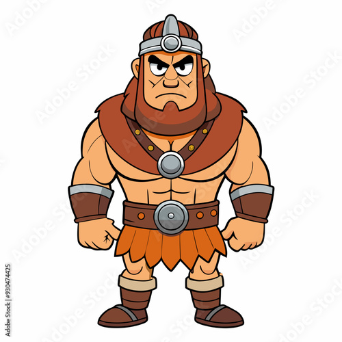 cartoon  illustration of barbarian