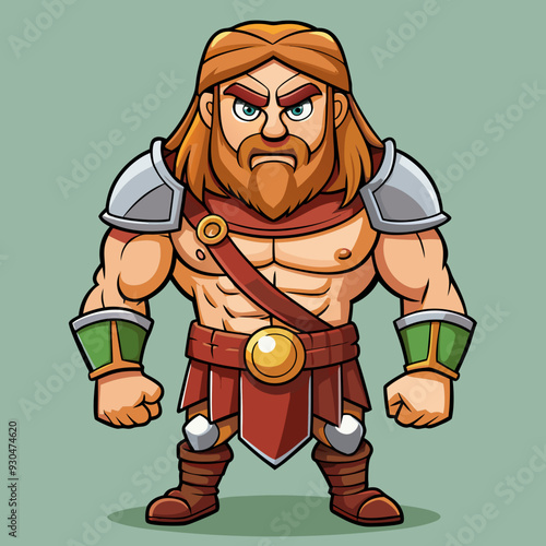 cartoon  illustration of barbarian