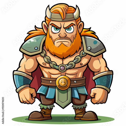 cartoon  illustration of barbarian