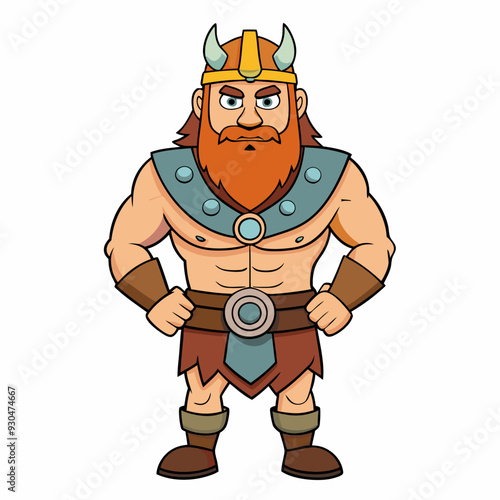 cartoon  illustration of barbarian