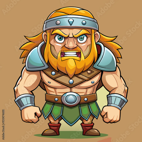 cartoon  illustration of barbarian