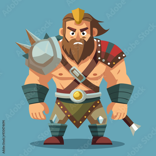 cartoon  illustration of barbarian