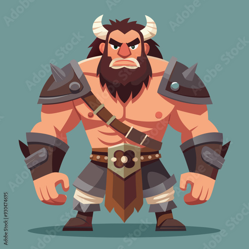 cartoon  illustration of barbarian