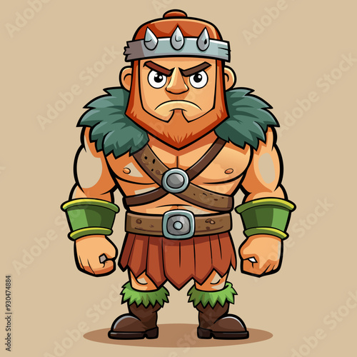 cartoon  illustration of barbarian