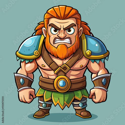 cartoon  illustration of barbarian