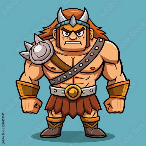 cartoon  illustration of barbarian
