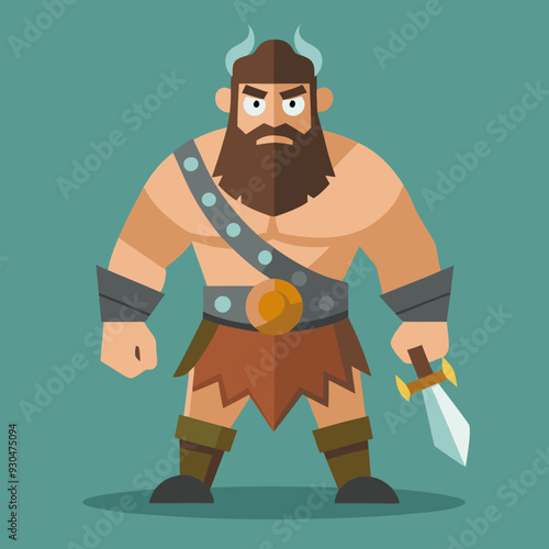 cartoon  illustration of barbarian