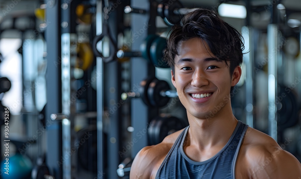 Smiling Fit Man in Gym, Exercise and Strength Training Smiling Fit Man in Gym, Exercise and Strength Training