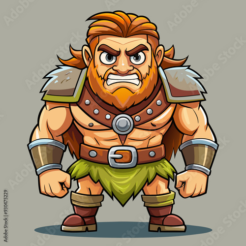 cartoon  illustration of barbarian