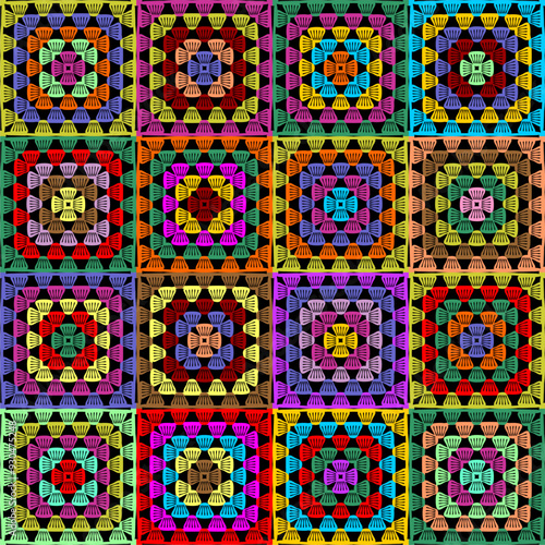 Pattern with crochet granny square wallpaper handmade decorative art design print 