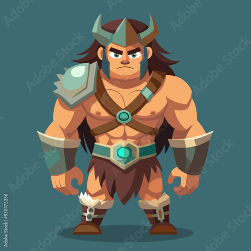cartoon  illustration of barbarian