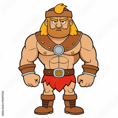 cartoon  illustration of barbarian