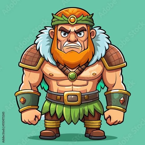 cartoon  illustration of barbarian
