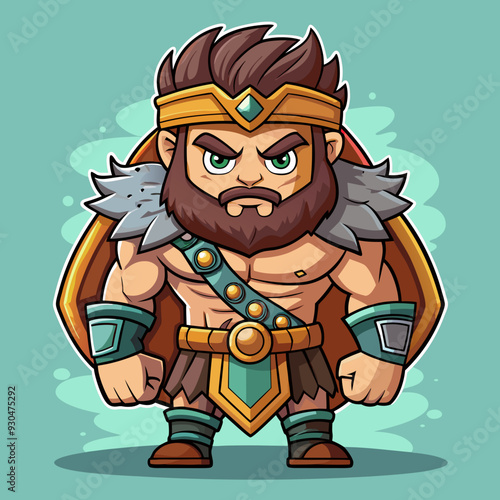 cartoon  illustration of barbarian