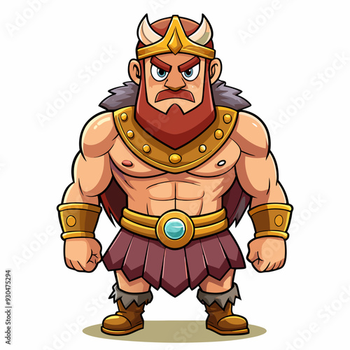 cartoon  illustration of barbarian