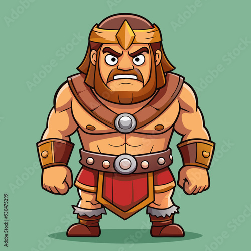 cartoon  illustration of barbarian