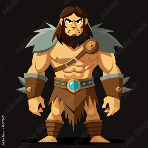 cartoon  illustration of barbarian