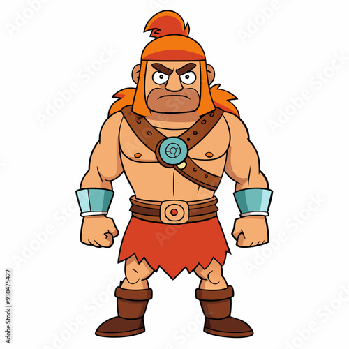 cartoon  illustration of barbarian