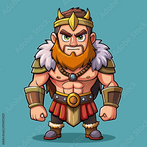 cartoon  illustration of barbarian