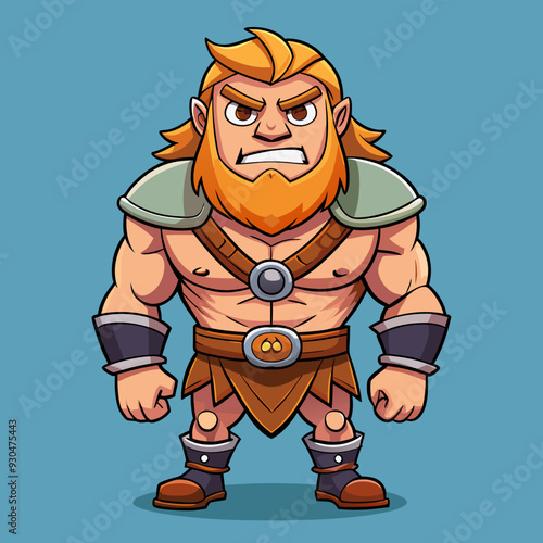 cartoon  illustration of barbarian