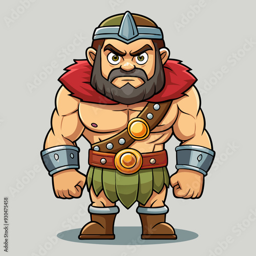 cartoon  illustration of barbarian