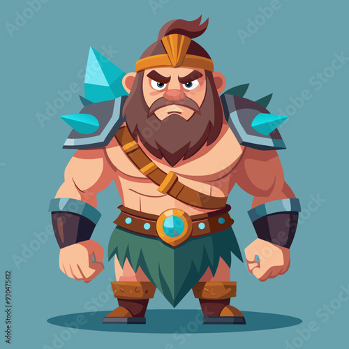 cartoon  illustration of barbarian