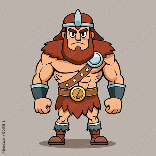 cartoon  illustration of barbarian