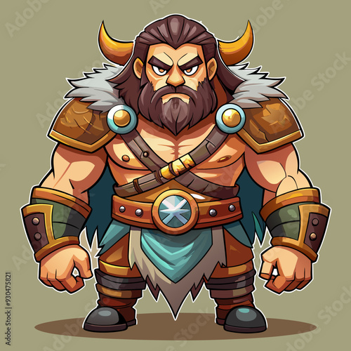 cartoon  illustration of barbarian