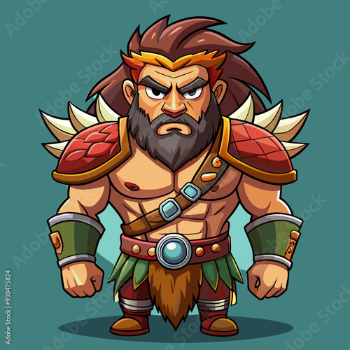 cartoon  illustration of barbarian