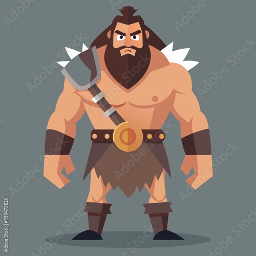 cartoon  illustration of barbarian