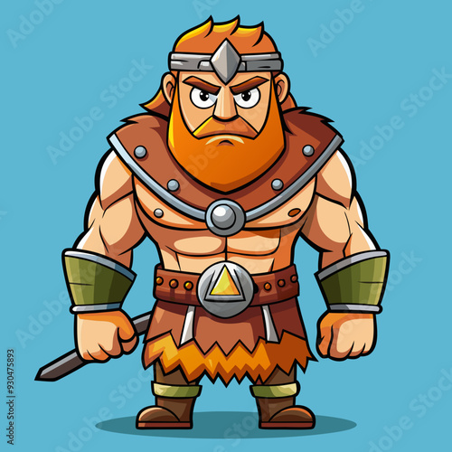 cartoon  illustration of barbarian