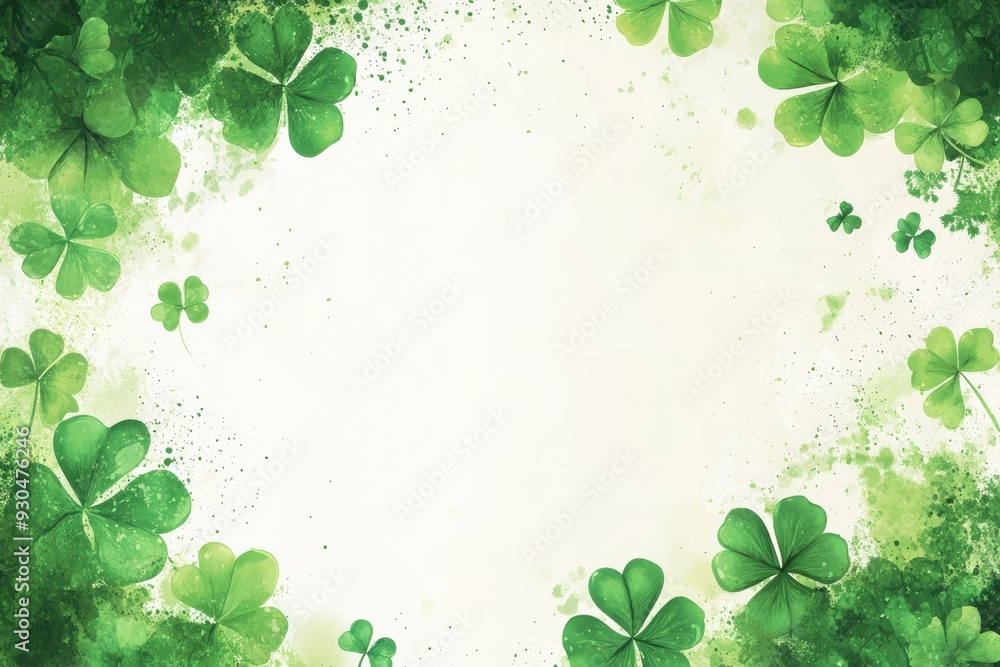 Fototapeta premium Cheerful st. Patrick's day celebration greetings with shamrock leaf decorative border graphic layout