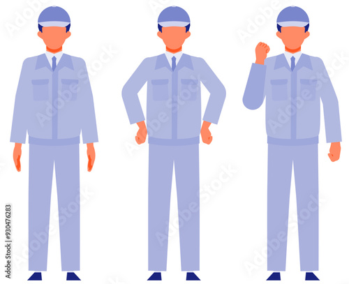 Working man. Concept for Problem Solving. Man cartoon character. People face profiles avatars and icons. Close up image of Problem Solving man.
