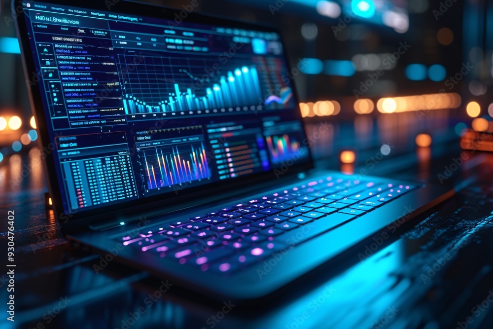 a laptop with colorful lights a laptop with colorful lights