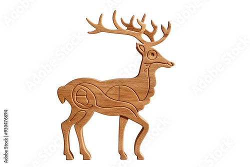 a wooden deer with antlers