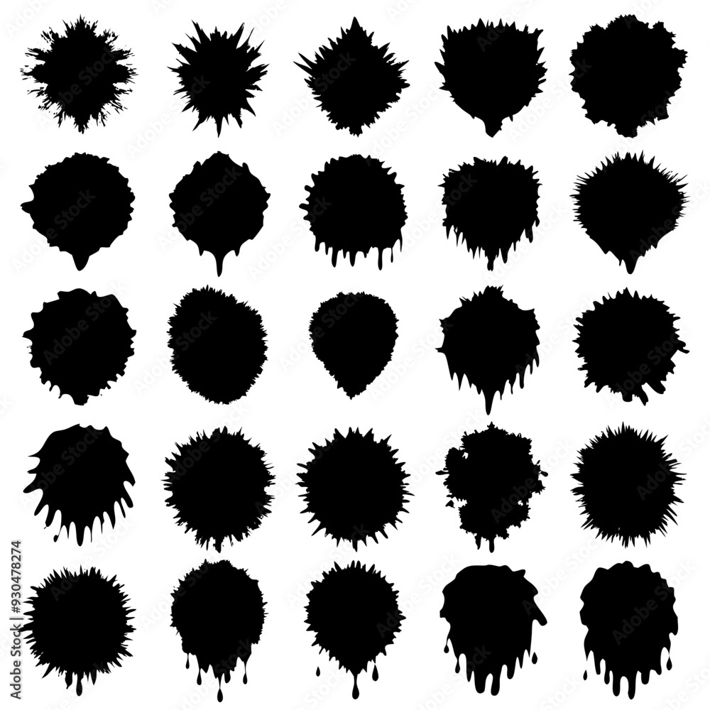 This image features a collection of black circles on a white background This image features a collection of black circles on a white background