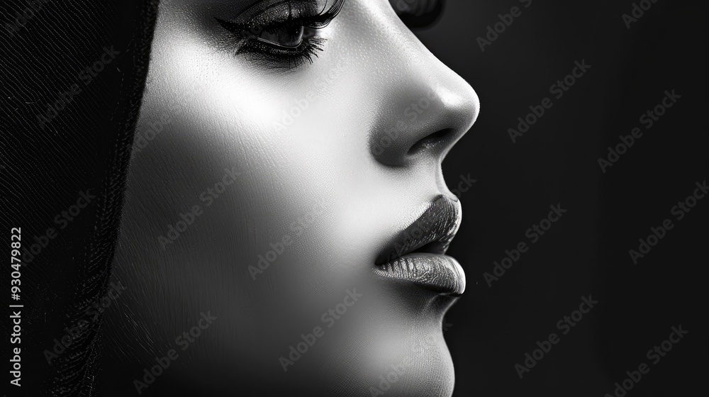 Black and White Portrait of a Woman's Face Black and White Portrait of a Woman's Face