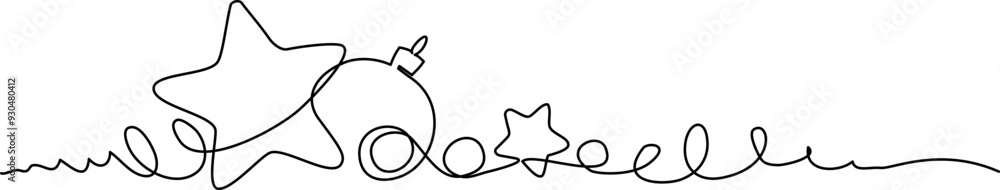 Obraz premium Merry Christmas decoration. Continuous one line art.