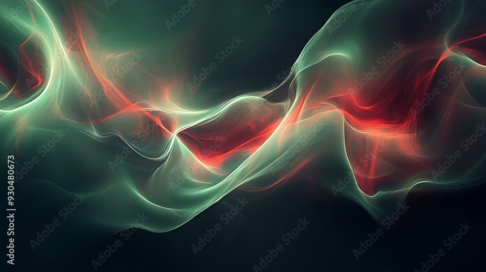 Serene Sage Green With Ruby Streaks Abstract Art - Hyper-Realistic Dark Charcoal Background Long Exposure Shot with Intricate Details Serene Sage Green With Ruby Streaks Abstract Art - Hyper-Realistic Dark Charcoal Background Long Exposure Shot with Intricate Details