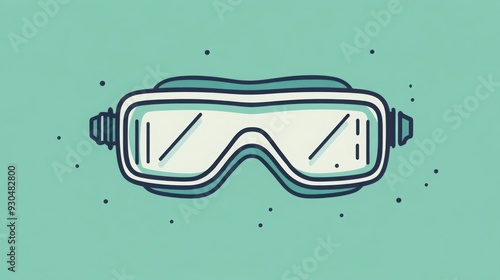 Minimalist icon of safety goggles, emphasizing eye protection with clean lines and basic shapes, Created with Generative AI. photo