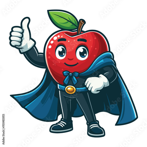 mascot Superhero apple design waving hand with cloak costume vector