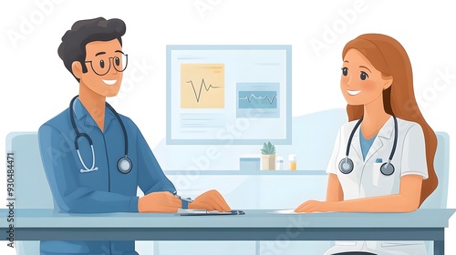 3D vector illustration of a nurse measuring a patient's blood pressure, reflecting comprehensive diabetes management. photo