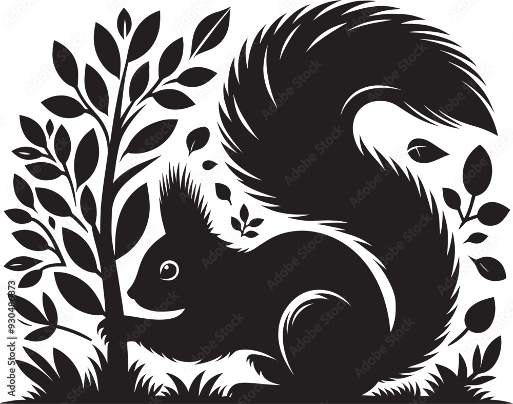 Vector illustration of Squirrel Silhouette isolated on white background Vector illustration of Squirrel Silhouette isolated on white background