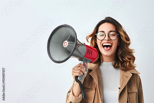 Young Woman Shouting into Megaphone1 photo