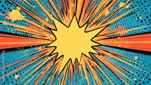 comic background with dots and burst vector illustration